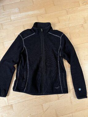 Kuhl Alfpaca Fleece Jacket Womens Medium Black Full Zip Outdoor Hiking Casual
